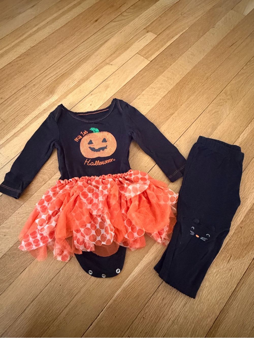 Koala Kids Black and Orange Pumpkin Tutu Outfit